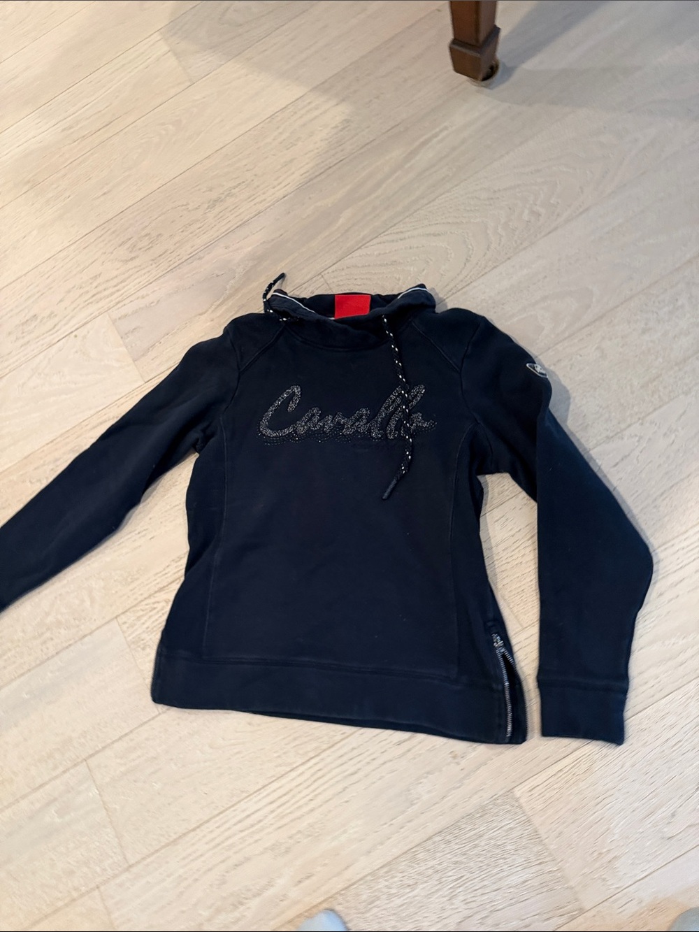 Women's Black Pullover Hoodie with Decorative Script